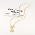 Women Minimalist Jewelry copper clavicle necklace Couple Statement pendant Charm necklace